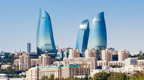 Baku boulevard at the Caspian Sea embankment. Baku is the capital and largest city of Azerbaijan.