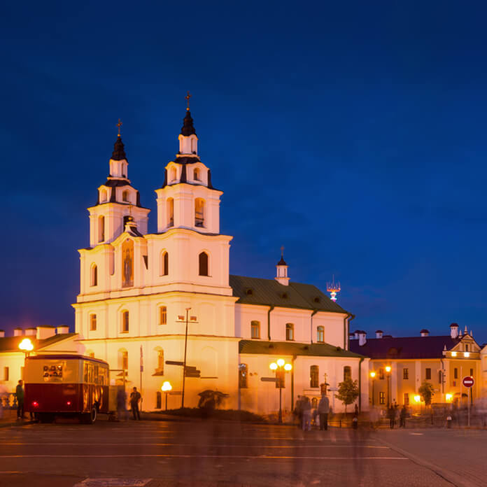 MINSK, BELARUS - SEPTEMBER 03, 2016: Cathedral of the Holy Spirit - main Orthodox church of Minsk. Minsk, Belarus
