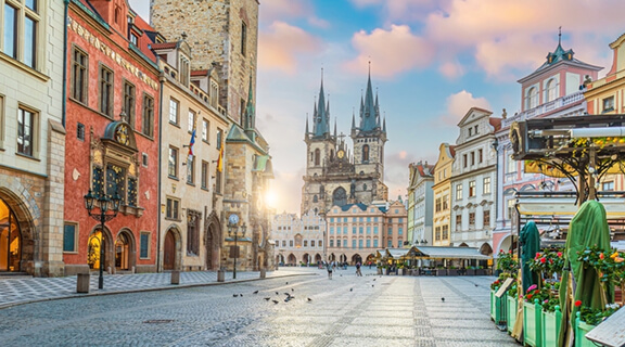 Old town Prague city skyline with St. Vitus Cathedral, cityscape of Capital of the Czech Republic