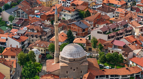 Bird's-eye view of Prizren from Prizren Fortress in Kosovo