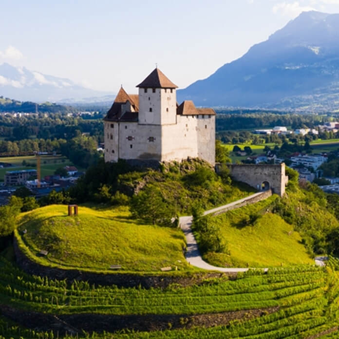 View of medieval Gutenberg castle, palace of the Prince of Liechtenstein