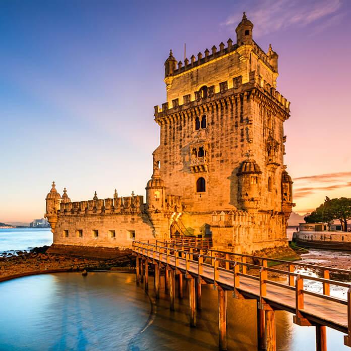 Lisbon, Portugal at Belem Tower on the Tagus River.
