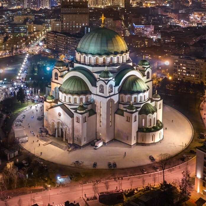 The Temple of Saint Sava at night. Belgrade, Serbia.